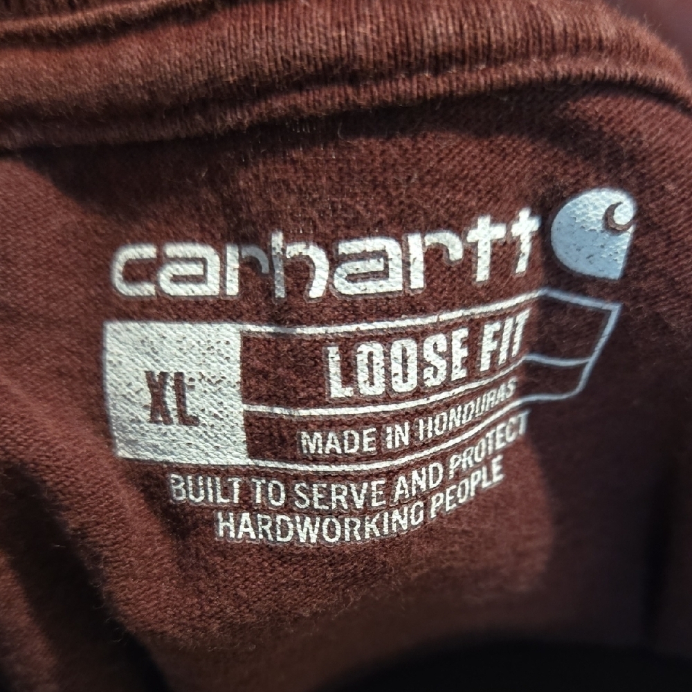 Carhartt Men's Burgundy Short Sleeve Pocket Tee - Picture 2 of 5